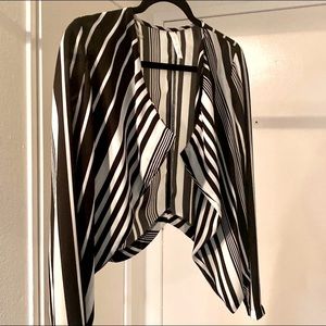 Striped Crop Sheer Polyester Blazer